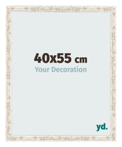 Cadre Photo 40x55cm Blanc Vintage MDF Bologna De Face Mesure | Yourdecoration.fr