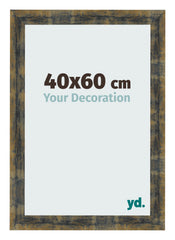 Cadre Photo 40x60cm Bleu Or Melange MDF Pisa De Face Mesure | Yourdecoration.fr
