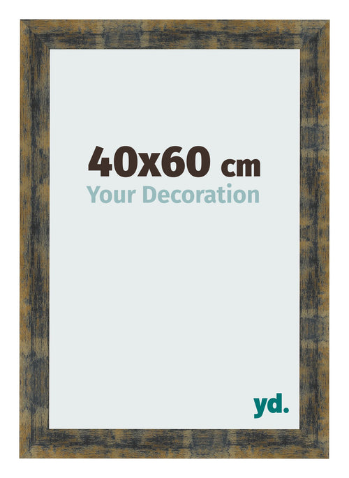 Cadre Photo 40x60cm Bleu Or Melange MDF Pisa De Face Mesure | Yourdecoration.fr