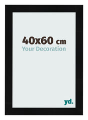Cadre Photo 40x60cm Noir Argent Poli MDF Pisa De Face Mesure | Yourdecoration.fr