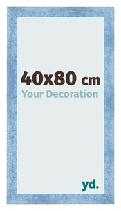 Cadre Photo 40x80cm Bleu Brillant Patine MDF Pisa De Face Mesure | Yourdecoration.fr