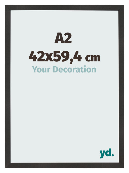 Cadre Photo 42x59 4 cm A2 Noir Mat MDF Bologna De Face Mesure | Yourdecoration.fr