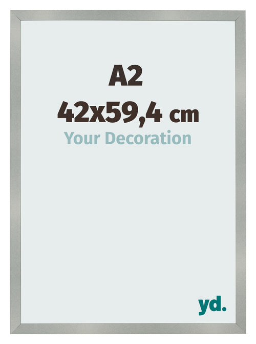 Cadre Photo 42x59 4cm A2 Aluminium Brossé MDF Bologna De Face Mesure | Yourdecoration.fr