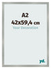 Cadre Photo 42x59 4cm A2 Aluminium Brossé MDF Bologna De Face Mesure | Yourdecoration.fr