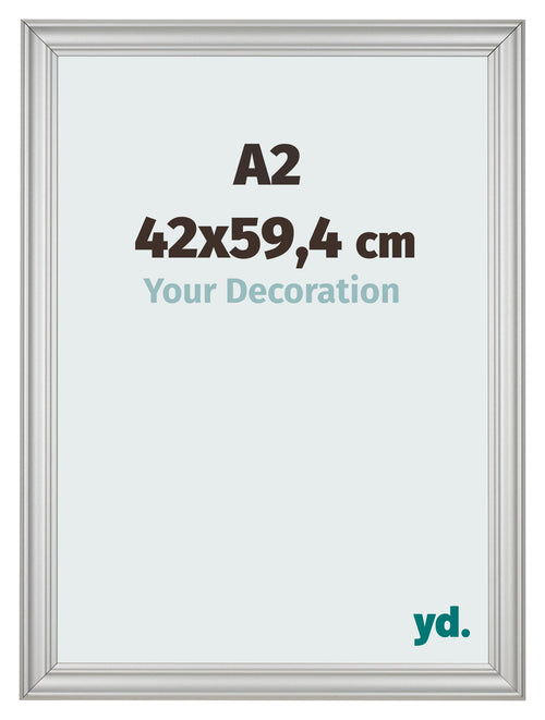 Cadre Photo 42x59 4cm A2 Argent Mat MDF Lazio De Face Mesure | Yourdecoration.fr