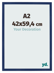 Cadre Photo 42x59 4cm A2 Bleu Foncé Patiné MDF Bologna De Face Mesure | Yourdecoration.fr