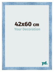 Cadre Photo 42x60cm Bleu Brillant Patine MDF Pisa De Face Mesure | Yourdecoration.fr