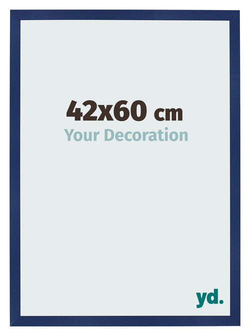 Cadre Photo 42x60cm Bleu Foncé Patiné MDF Bologna De Face Mesure | Yourdecoration.fr