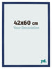 Cadre Photo 42x60cm Bleu Foncé Patiné MDF Bologna De Face Mesure | Yourdecoration.fr