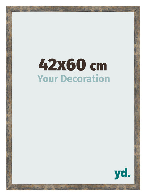 Cadre Photo 42x60cm Bleu Or Mélangé MDF Bologna De Face Mesure | Yourdecoration.fr