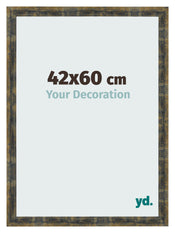 Cadre Photo 42x60cm Bleu Or Melange MDF Pisa De Face Mesure | Yourdecoration.fr