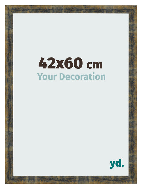 Cadre Photo 42x60cm Bleu Or Melange MDF Pisa De Face Mesure | Yourdecoration.fr