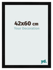 Cadre Photo 42x60cm Noir Argent Poli MDF Pisa De Face Mesure | Yourdecoration.fr