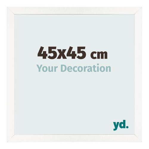 Cadre Photo 45x45 cm Blanc Brillant MDF Bologna De Face Mesure | Yourdecoration.fr