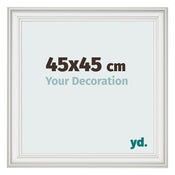 Cadre Photo 45x45cm Blanc Patine MDF Lazio De Face Mesure | Yourdecoration.fr