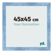 Cadre Photo 45x45cm Bleu Brillant Patine MDF Pisa De Face Mesure | Yourdecoration.fr