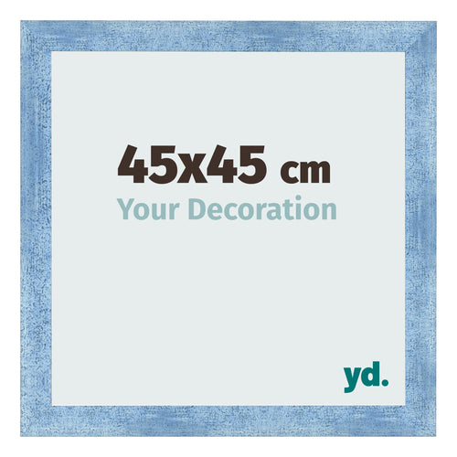 Cadre Photo 45x45cm Bleu Brillant Patine MDF Pisa De Face Mesure | Yourdecoration.fr