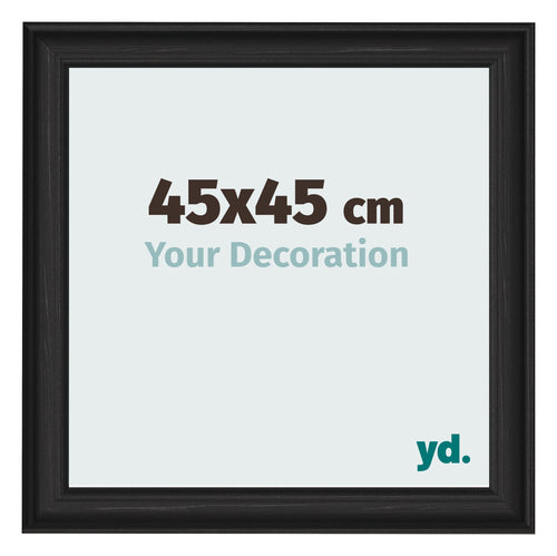 Cadre Photo 45x45cm Noir Grain de Bois MDF Lazio De Face Mesure | Yourdecoration.fr
