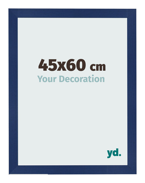 Cadre Photo 45x60cm Bleu Foncé Patiné MDF Bologna De Face Mesure | Yourdecoration.fr