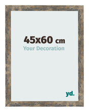 Cadre Photo 45x60cm Bleu Or Mélangé MDF Bologna De Face Mesure | Yourdecoration.fr