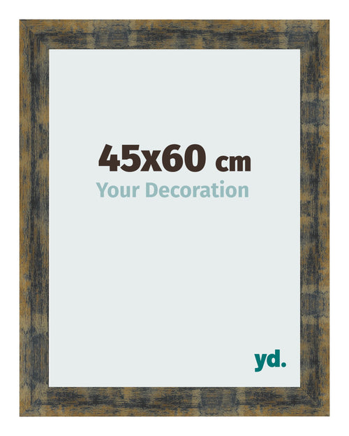 Cadre Photo 45x60cm Bleu Or Melange MDF Pisa De Face Mesure | Yourdecoration.fr
