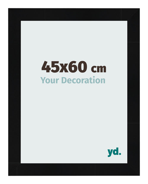 Cadre Photo 45x60cm Noir Argent Poli MDF Pisa De Face Mesure | Yourdecoration.fr
