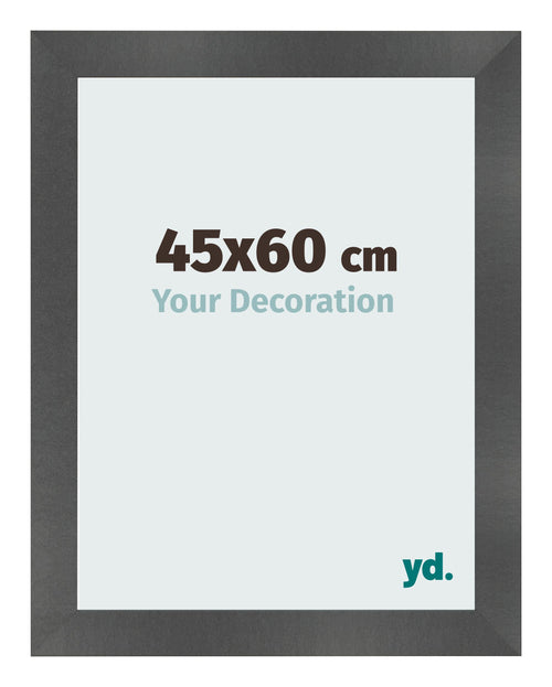 Cadre Photo 45x60cm Noir Argent Poli MDF Pisa De Face Mesure | Yourdecoration.fr