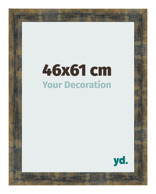Cadre Photo 46x61cm Bleu Or Melange MDF Pisa De Face Mesure | Yourdecoration.fr