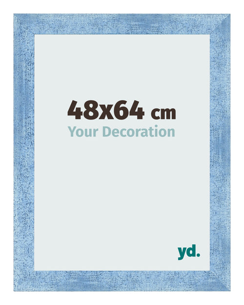 Cadre Photo 48x64cm Bleu Brillant Patine MDF Pisa De Face Mesure | Yourdecoration.fr