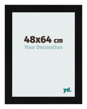 Cadre Photo 48x64cm Noir Argent Poli MDF Pisa De Face Mesure | Yourdecoration.fr