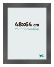 Cadre Photo 48x64cm Noir Argent Poli MDF Pisa De Face Mesure | Yourdecoration.fr