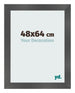 Cadre Photo 48x64cm Noir Argent Poli MDF Pisa De Face Mesure | Yourdecoration.fr
