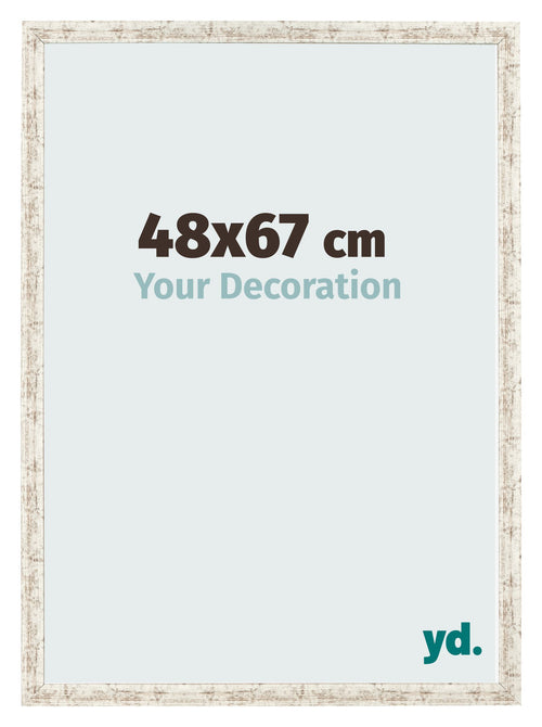 Cadre Photo 48x67cm Blanc Vintage MDF Bologna De Face Mesure | Yourdecoration.fr