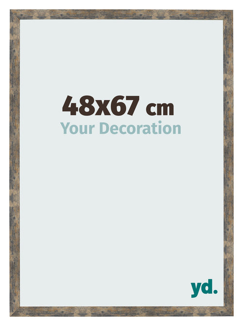 Cadre Photo 48x67cm Bleu Or Mélangé MDF Bologna De Face Mesure | Yourdecoration.fr
