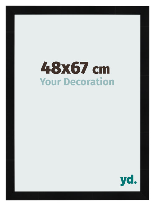 Cadre Photo 48x67cm Noir Argent Poli MDF Pisa De Face Mesure | Yourdecoration.fr