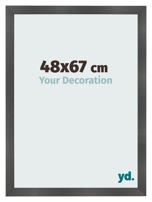 Cadre Photo 48x67cm Noir Argent Poli MDF Pisa De Face Mesure | Yourdecoration.fr