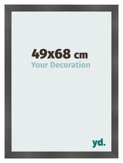 Cadre Photo 49x68cm Noir Argent Poli MDF Pisa De Face Mesure | Yourdecoration.fr