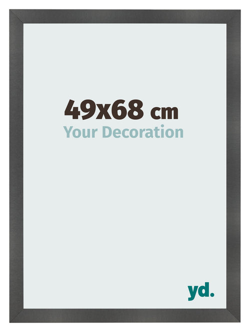 Cadre Photo 49x68cm Noir Argent Poli MDF Pisa De Face Mesure | Yourdecoration.fr