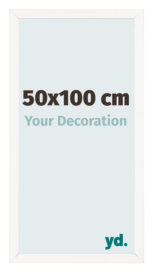 Cadre Photo 50x100 cm Blanc Brillant MDF Bologna De Face Mesure | Yourdecoration.fr