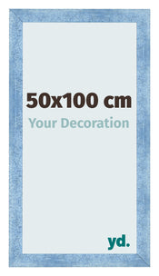 Cadre Photo 50x100cm Bleu Brillant Patine MDF Pisa De Face Mesure | Yourdecoration.fr