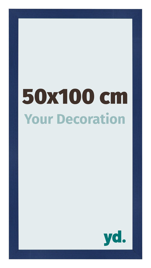 Cadre Photo 50x100cm Bleu Foncé Patiné MDF Bologna De Face Mesure | Yourdecoration.fr