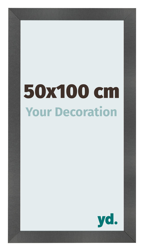 Cadre Photo 50x100cm Noir Argent Poli MDF Pisa De Face Mesure | Yourdecoration.fr