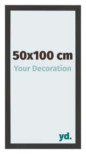 Cadre Photo 50x100cm Noir Grain de Bois MDF Bologna De Face Mesure | Yourdecoration.fr