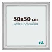 Cadre Photo 50x50cm Argent Mat MDF Lazio De Face Mesure | Yourdecoration.fr