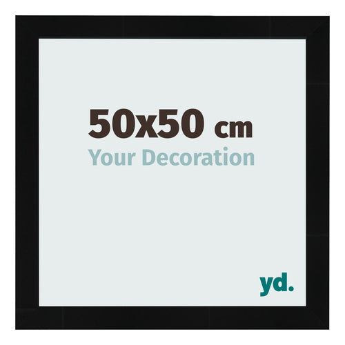 Cadre Photo 50x50cm Noir Argent Poli MDF Pisa De Face Mesure | Yourdecoration.fr
