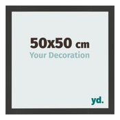 Cadre Photo 50x50cm Noir Grain de Bois MDF Bologna De Face Mesure | Yourdecoration.fr