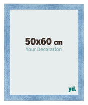 Cadre Photo 50x60cm Bleu Brillant Patine MDF Pisa De Face Mesure | Yourdecoration.fr