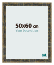 Cadre Photo 50x60cm Bleu Or Melange MDF Pisa De Face Mesure | Yourdecoration.fr