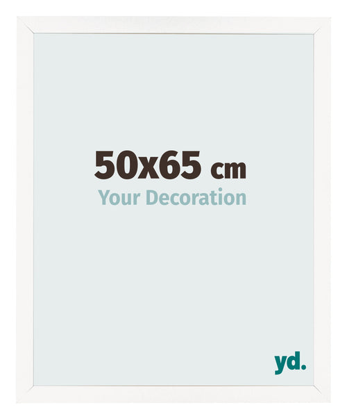 Cadre Photo 50x65 cm Blanc Brillant MDF Bologna De Face Mesure | Yourdecoration.fr
