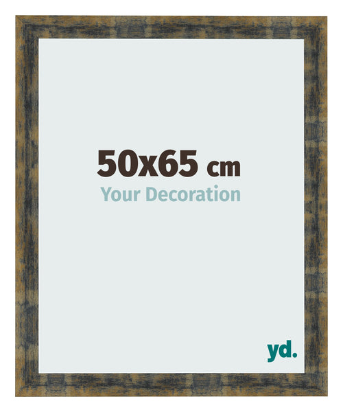 Cadre Photo 50x65cm Bleu Or Melange MDF Pisa De Face Mesure | Yourdecoration.fr